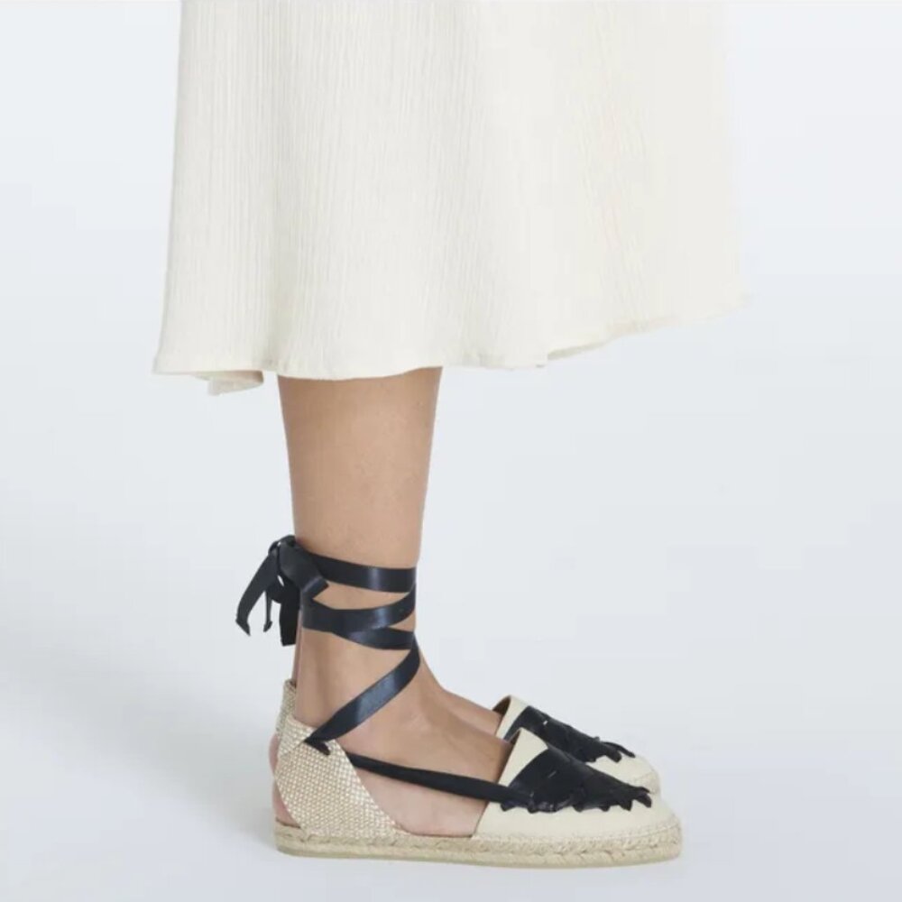 CASTANER Ivory & Black Lace up Espadrille - Picture 2 of 13